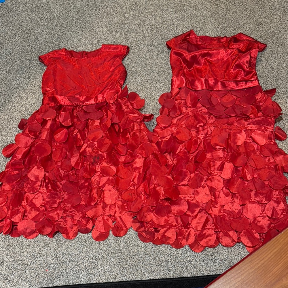Red Petal Embellished Dresses